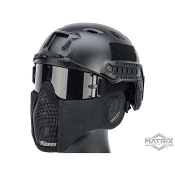 Máscara de Malla con Protección de Orejas Matrix “Carbon Striker” - Negro