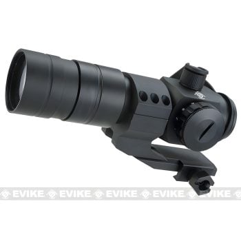 Mira de Punto Rojo con Magnificador 1.5×30 Removible Evike y Montaje QD - Negro