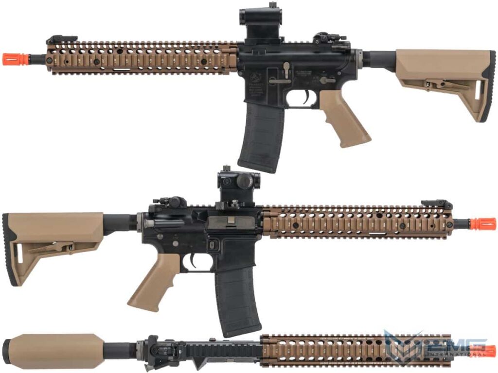 M4 SOPMOD Block II EMG con Licencia Colt y Riel Daniel Defense para Airsoft (Modelo: 12" M4A1 / Tan) - Imagen 3