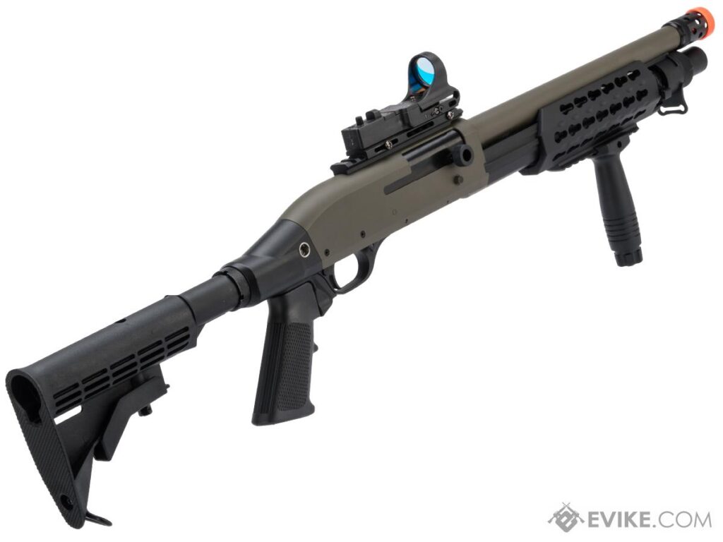 Escopeta CYMA Sport Tactical M3 Super 90 Disparo Triple para Airsoft (Modelo: KeyMod Tactical / Verde Olivo) - Imagen 3