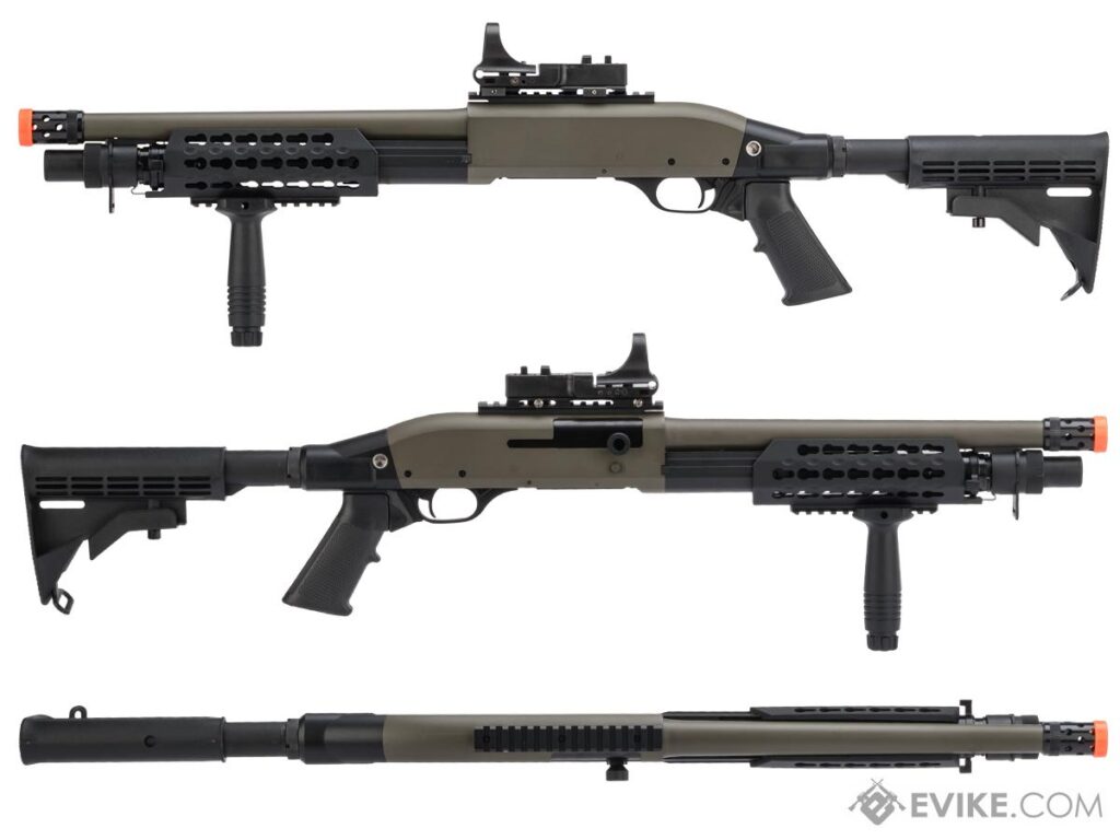 Escopeta CYMA Sport Tactical M3 Super 90 Disparo Triple para Airsoft (Modelo: KeyMod Tactical / Verde Olivo) - Imagen 2