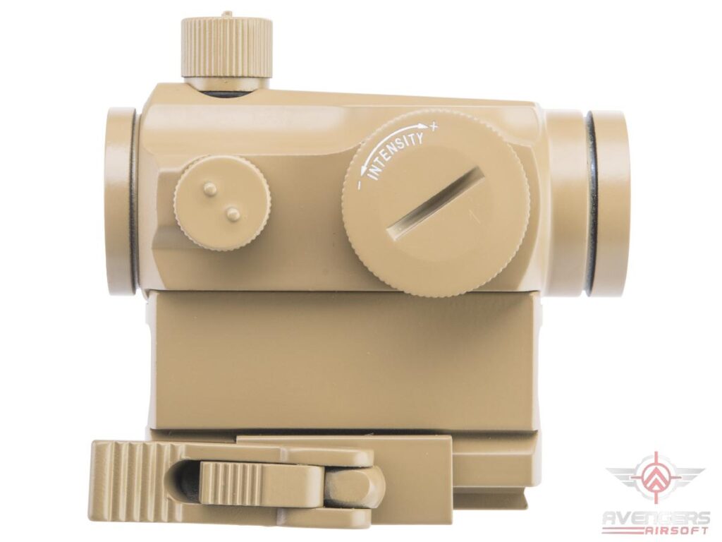 Mira Micro Reflex T1 de Punto Rojo/Verde con Elevador de 1" QD para Airsoft (Color: Tan) - Imagen 4