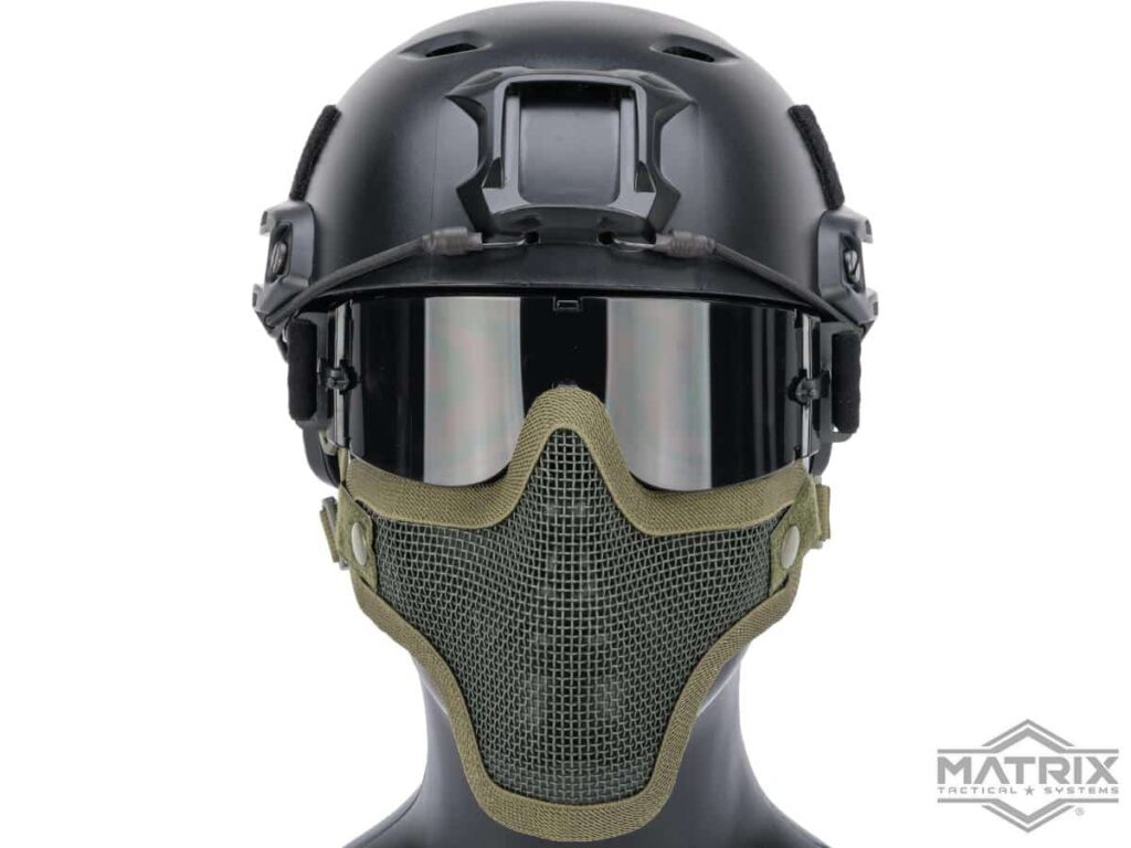 Máscara de Malla para Proteger Media Cara Matrix "Striker V1" (Color: Verde Olivo) - Imagen 4