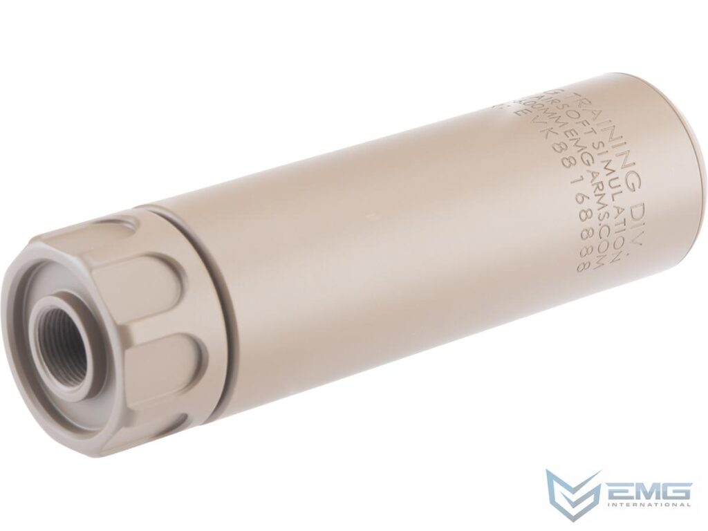 Supresor Simulado EMG Guardian 14 mm CCW para Airsoft (Color: Dark Earth / 132 mm) - Imagen 2