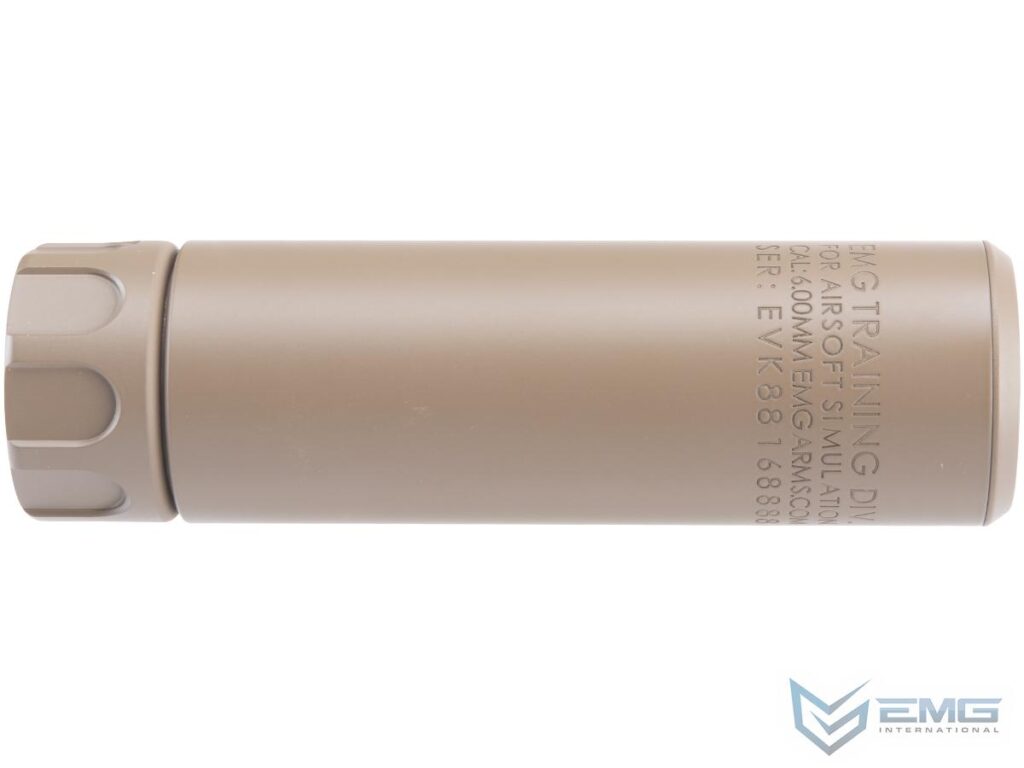 Supresor Simulado EMG Guardian 14 mm CCW para Airsoft (Color: Dark Earth / 132 mm) - Imagen 3
