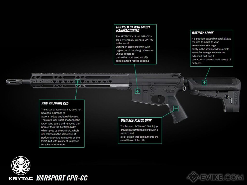 M4 Krytac LVOA-C con Licencia War Sport para Airsoft / AEG (Color: Combat Grey) - Imagen 11