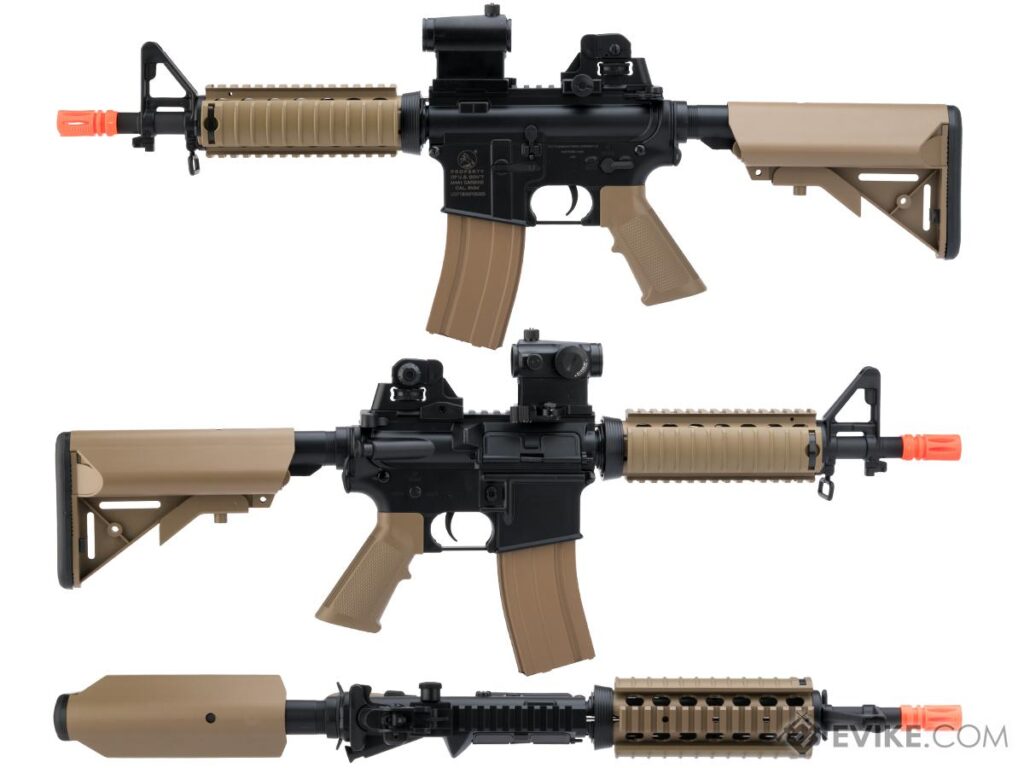 Réplica Colt M4 CQB-R SOPMOD con Gearbox Metálico, LiPo Ready para Airsoft / AEG (Color: Tan) - Imagen 3