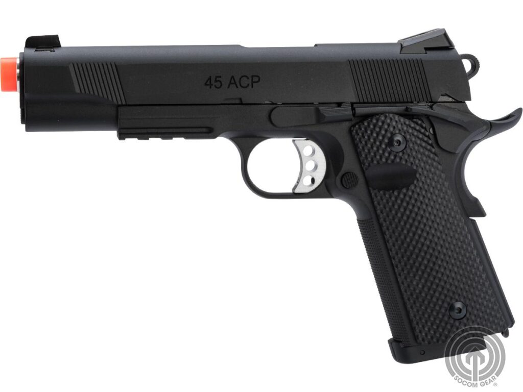 Pistola con Retroceso SOCOM Gear Ultimate Recon 1911 con Licencia Les Baer para Airsoft / KJW (Modelo: Empuñadura de Diamante / CO2) - Imagen 3