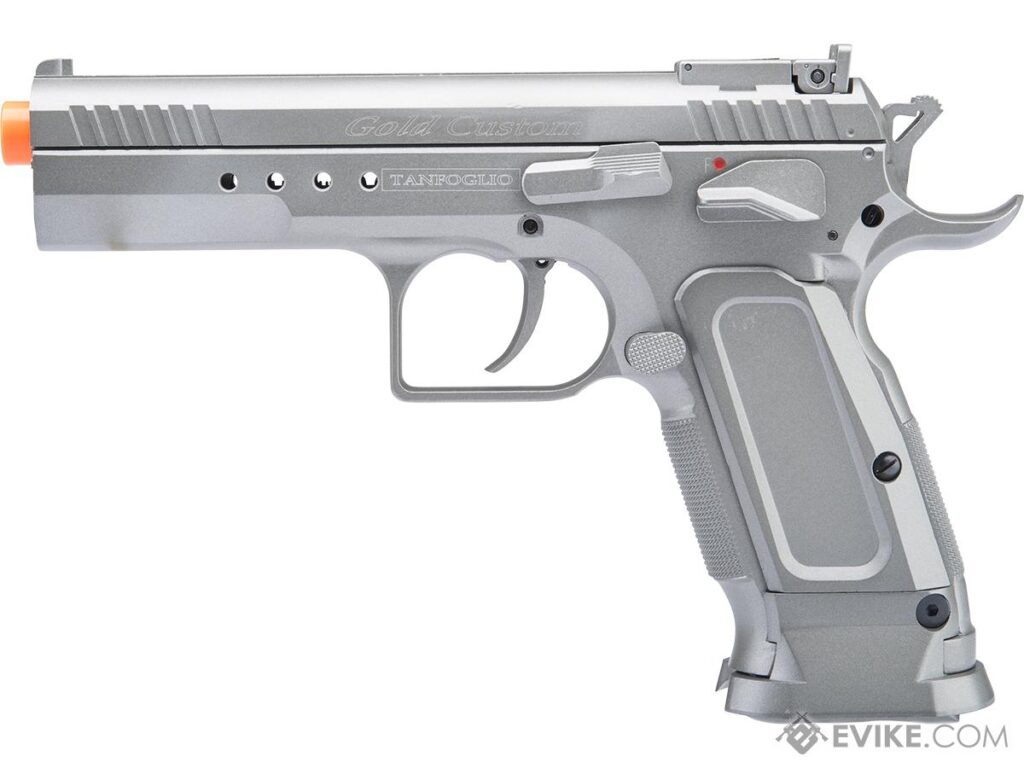 Pistola con Retroceso AIPSC de Edición Limitada con Licencia Tanfoglio para Airsoft / Cybergun, KWC (Color: Plata, Tipo: CO2) - Imagen 3