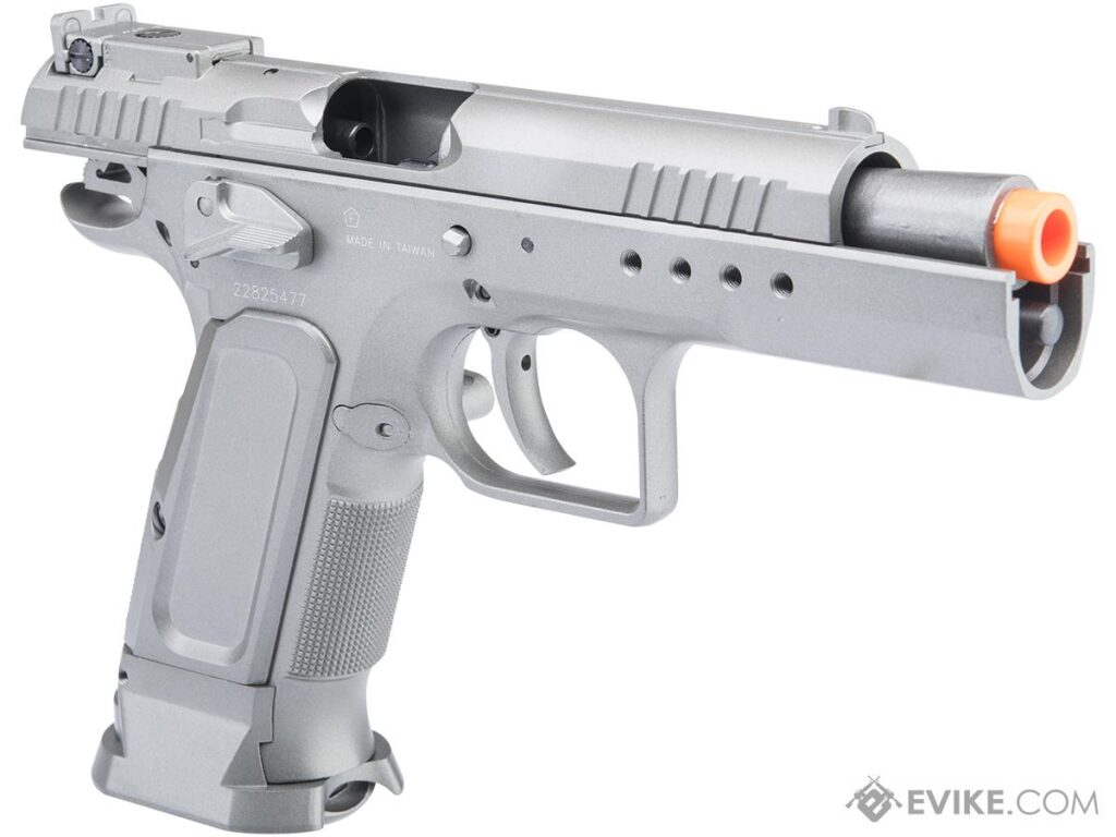 Pistola con Retroceso AIPSC de Edición Limitada con Licencia Tanfoglio para Airsoft / Cybergun, KWC (Color: Plata, Tipo: CO2) - Imagen 5