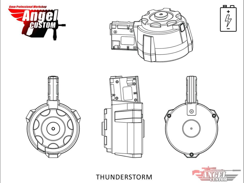 Cargador de Tambor Eléctrico para 1500 BBs Thunderstorm de Angel Custom (Sólo Cuerpo) - Imagen 5