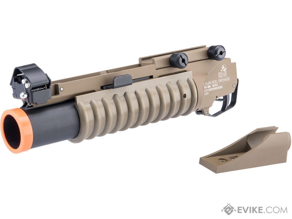 Lanzagranadas M203 Licenciado por Colt para Rifles Airsoft M4 / M16 con Cañón de Metal (Color: Dark Earth / Corto) - Imagen 4