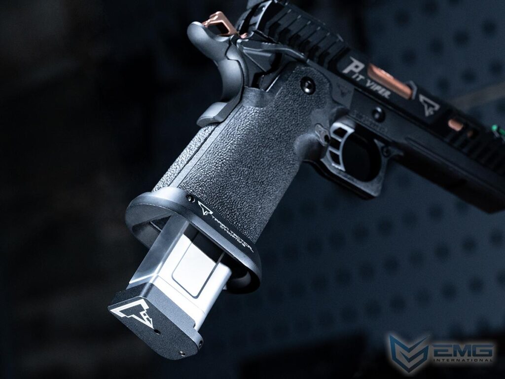 Cargador Extendido EMG / TTI para Réplicas 2011 / Hi-Capa de Airsoft (Color: Plateado / Tipo: Green Gas) - Imagen 4