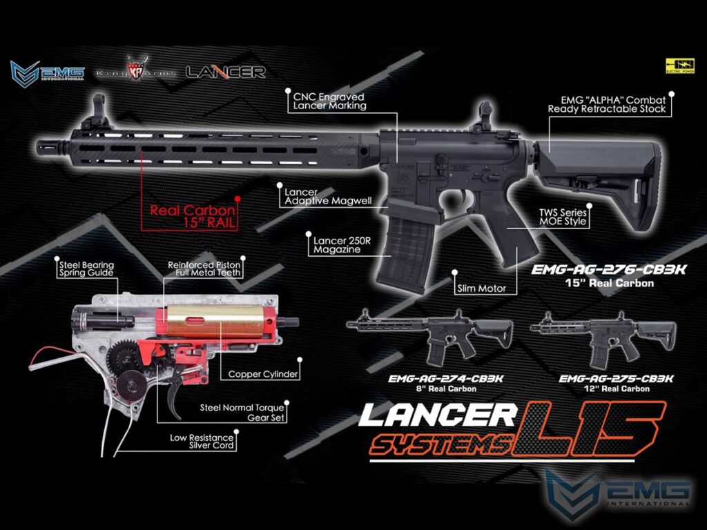 Lancer EMG L15, 20.32cm, Fibra de carbono-7