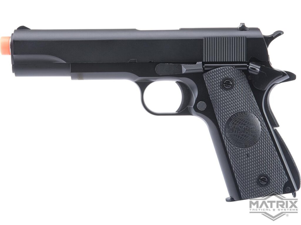 Réplica M1911A1 Matrix x Golden Eagle Full Metal de Gas con Retroceso para Airsoft (Color: Negro / Empuñadura IMF) - Imagen 3