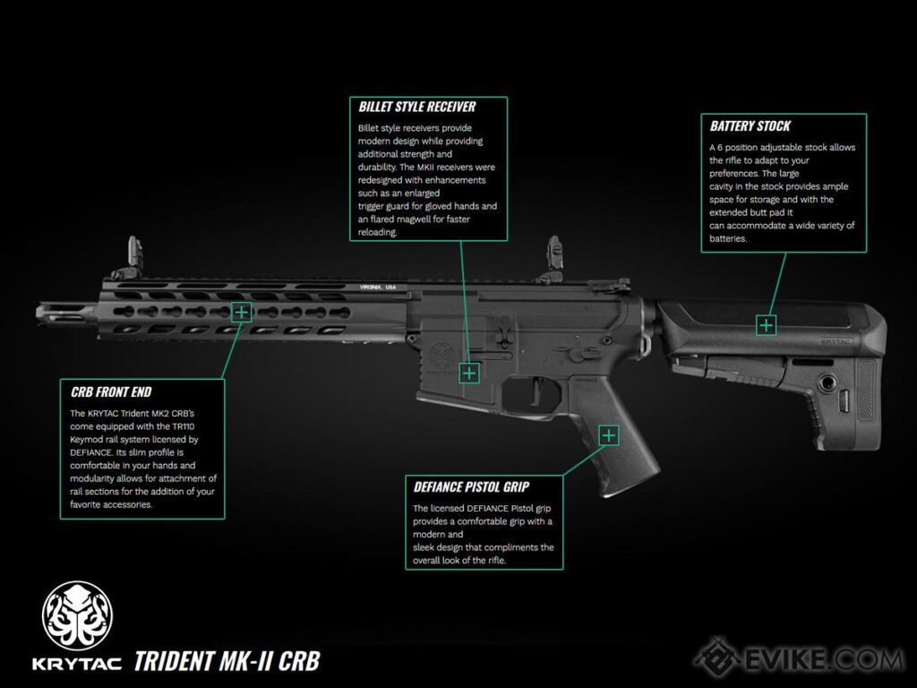 Krytac Trident MK2 CRB para Airsoft / AEG (Modelo: Negro / 400 FPS) - Imagen 5