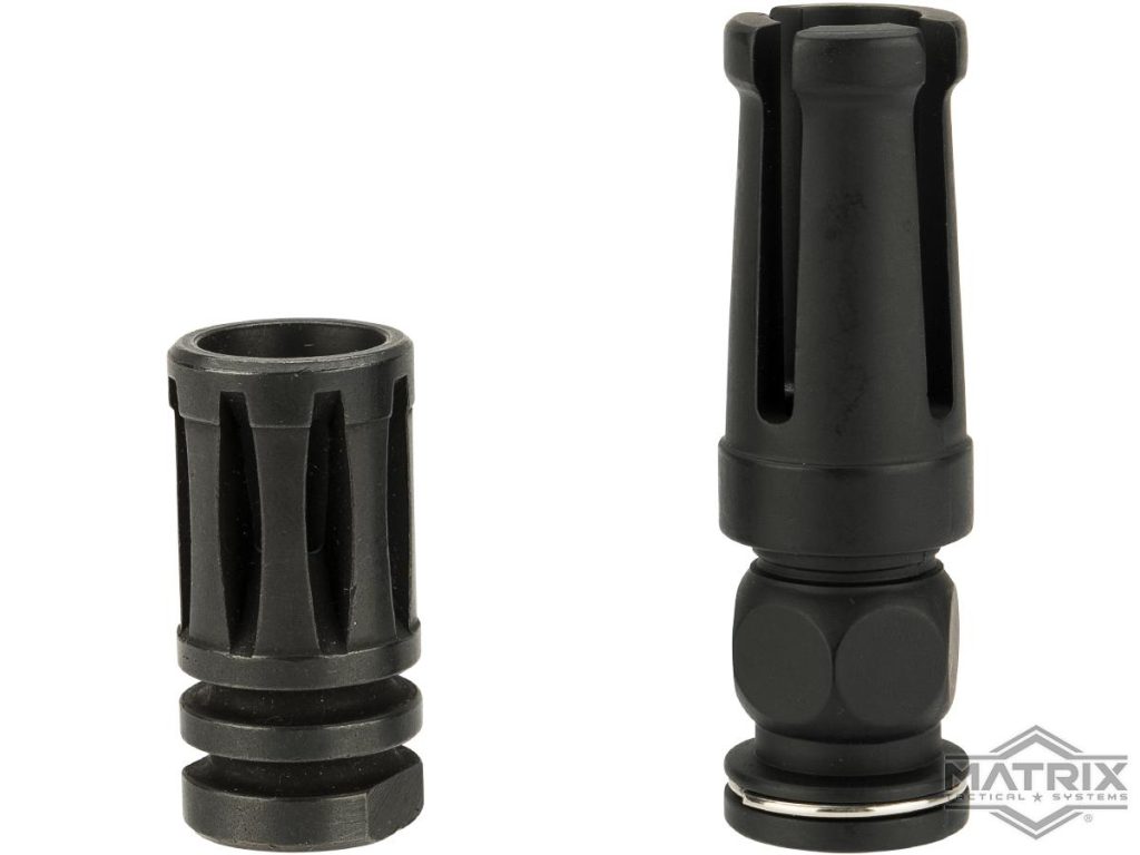 Flashhider Matrix de 14 mm Negativo tipo AUG de Metal para Réplicas AEG de Airsoft - Imagen 3