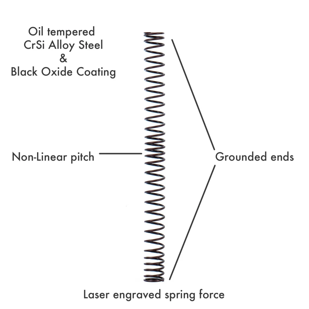Resorte Premium para AEG Novritsch (830N/m, ~1.5 J, ~M115) - Imagen 3