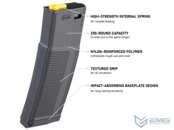 Cargador Midcap de 230 BBs EMG Daniel Defense para M4 de Airsoft AEG / Polímero - Imagen 4
