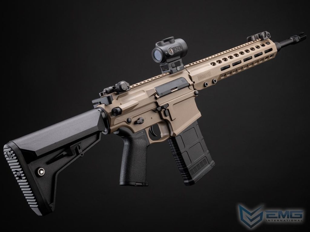 DMR Barrett REC10 de EMG con MOSFET E-Shooter para Airsoft (Color: Flat Dark Earth) - Imagen 2