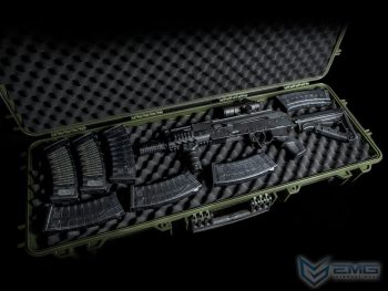 Estuche Duro de 109 cm para Airsoft y Armas, con Llantas y Espuma Anti Impactos EMG Transporter (Color: Tan) - Imagen 9