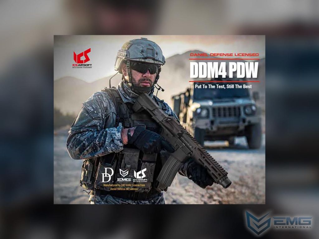 PDW DDM4 Daniel Defense de EMG con Riel M-LOK, AEG con Gatillo Electrónico S3 de ICS (Color: Flat Dark Earth) - Imagen 6