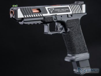 Pistola EMG Custom TTI JW2 Combat Master Slide con Retroceso + Corredera Plateada para Airsoft (Tipo: Gas, Color: Negro)