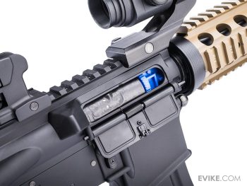 Réplica AEG M4 MK18 CQB-R con ETU E-Shooter Kestrel y Licencia Colt para Airsoft (Modelo: MK18 CQB-R / Tan) - Imagen 3
