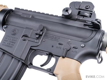 Réplica AEG M4 MK18 CQB-R con ETU E-Shooter Kestrel y Licencia Colt para Airsoft (Modelo: MK18 CQB-R / Tan) - Imagen 4