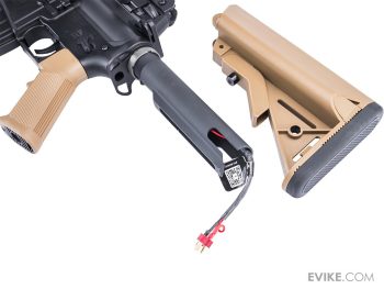Réplica AEG M4 MK18 CQB-R con ETU E-Shooter Kestrel y Licencia Colt para Airsoft (Modelo: MK18 CQB-R / Tan) - Imagen 6