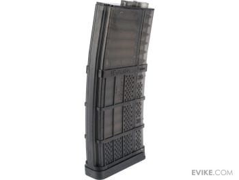 Cargador Mid-Cap EMG x Lancer Systems L5AWM de 190 BBs para AEGs M4/M16 para Airsoft (Color: Negro Humo) - Imagen 2