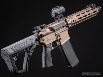Réplica AEG EMG Helios x Daniel Defense MK18 RIII con Gearbox Platinum CYMA para Airsoft (Color: Flat Dark Earth / 400 FPS) - Imagen 2